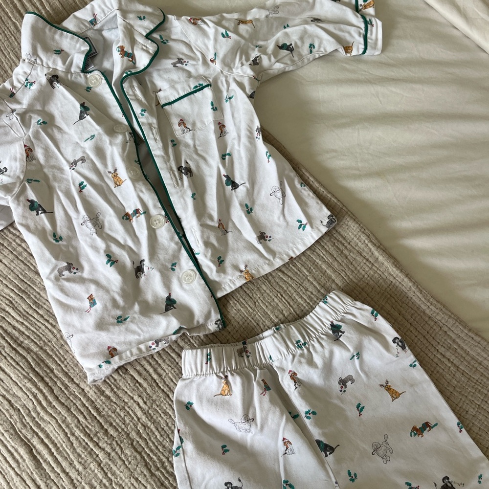Mama and toddler matching Christmas pjs petite plume